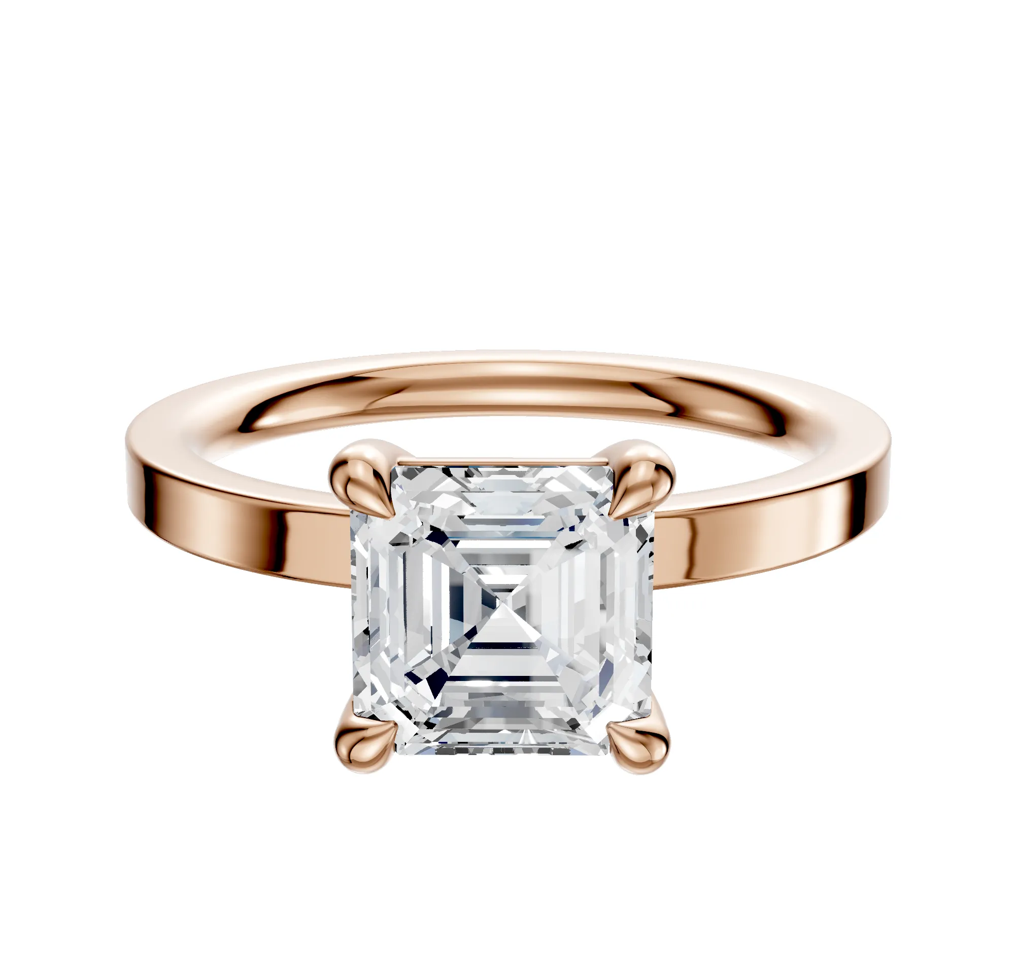 18K Rose Gold 4 Prong Basket Classic Flat 2.0mm Engagement Ring sold by Promise By Effy