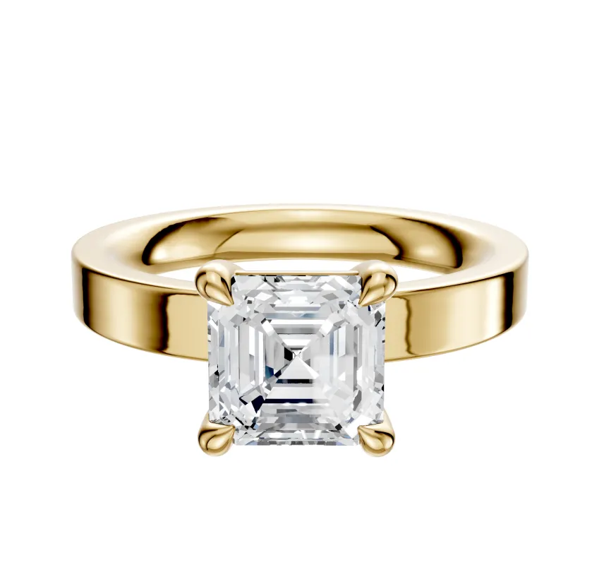 14K Yellow Gold 4 Prong Basket Classic Flat 3.0mm Engagement Ring sold by Promise By Effy