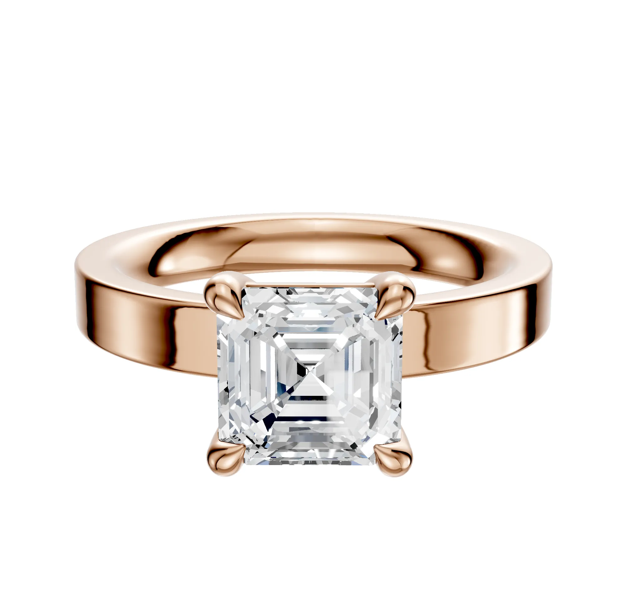 18K Rose Gold 4 Prong Basket Classic Flat 3.0mm Engagement Ring sold by Promise By Effy