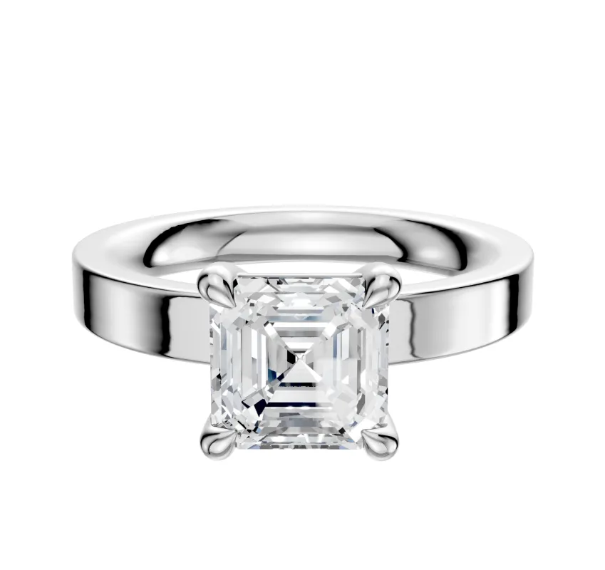 Platinum 4 Prong Basket Classic Flat 3.0mm Engagement Ring sold by Promise By Effy