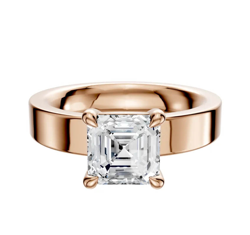 14K Rose Gold 4 Prong Basket Classic Flat 4.0mm Engagement Ring sold by Promise By Effy