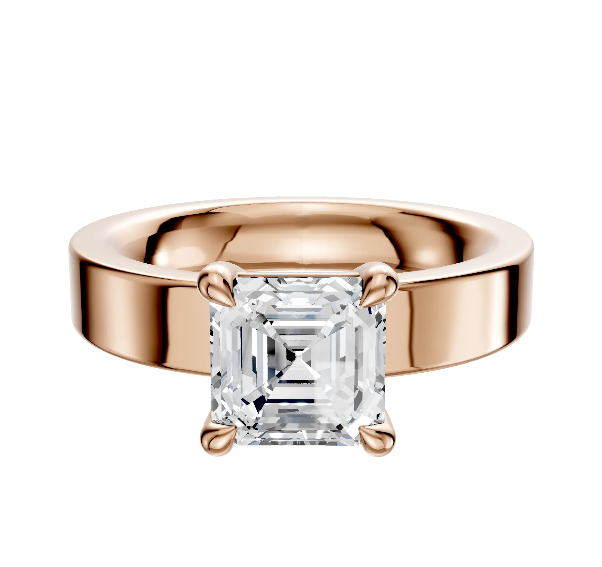 14K Rose Gold 4 Prong Basket Classic Flat 4.0mm Engagement Ring sold by Promise By Effy