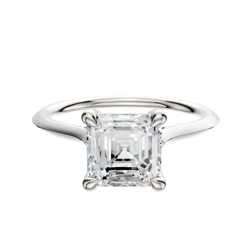 Platinum 4 Prong Basket Cathedral Knife Edge 1.5mm Engagement Ring sold by Promise By Effy