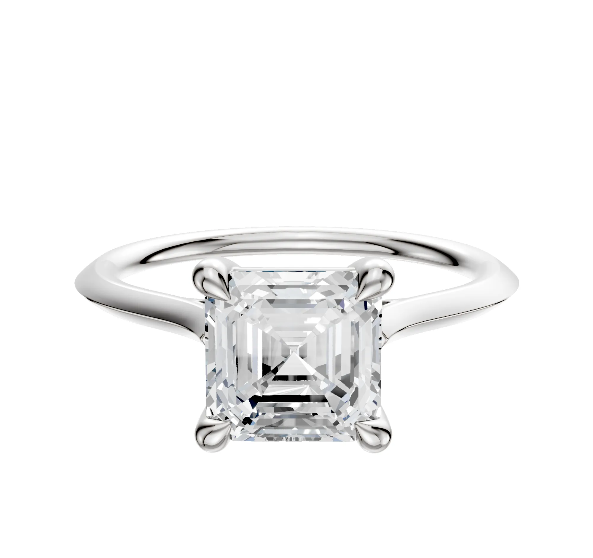 Platinum 4 Prong Basket Cathedral Knife Edge 1.5mm Engagement Ring sold by Promise By Effy