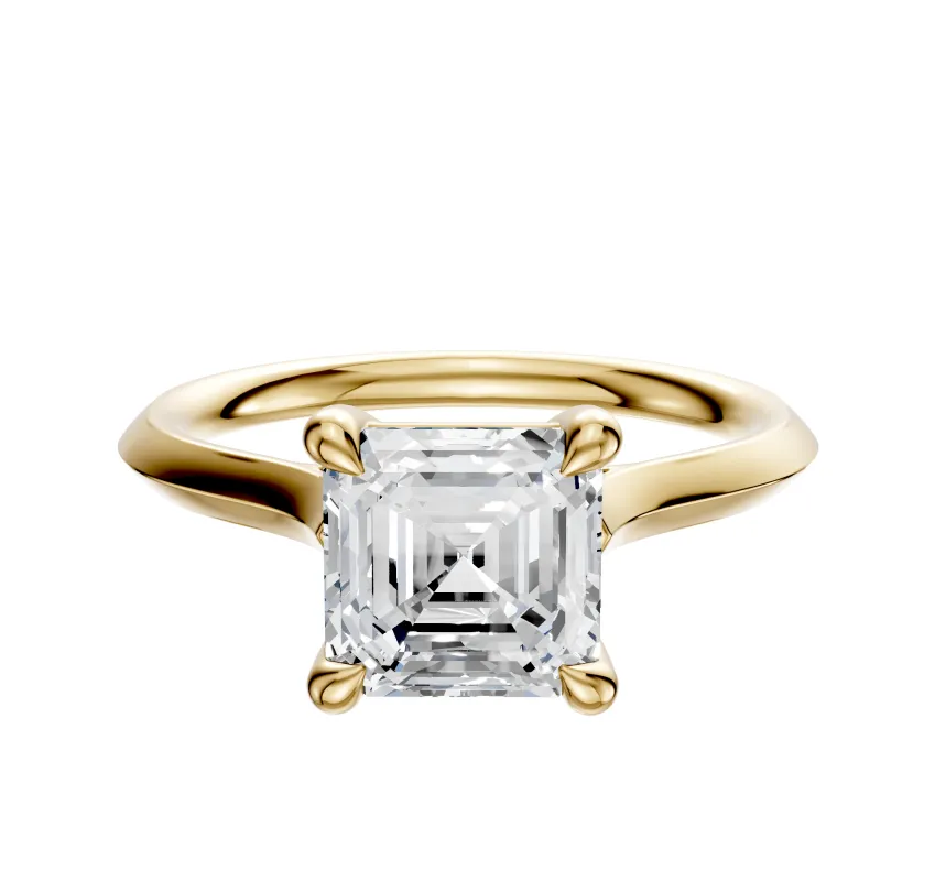 18K Yellow Gold 4 Prong Basket Cathedral Knife Edge 2.0mm Engagement Ring sold by Promise By Effy