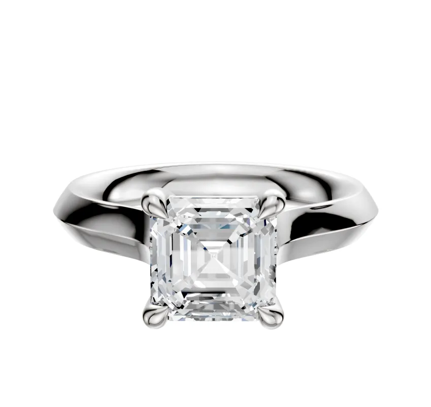 18K White Gold 4 Prong Basket Cathedral Knife Edge 3.0mm Engagement Ring sold by Promise By Effy