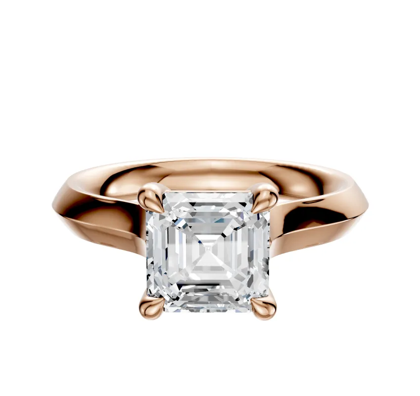 18K Rose Gold 4 Prong Basket Cathedral Knife Edge 3.0mm Engagement Ring sold by Promise By Effy