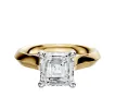18K Two Tone 4 Prong Basket Cathedral Knife Edge 3.0mm Engagement Ring sold by Promise By Effy