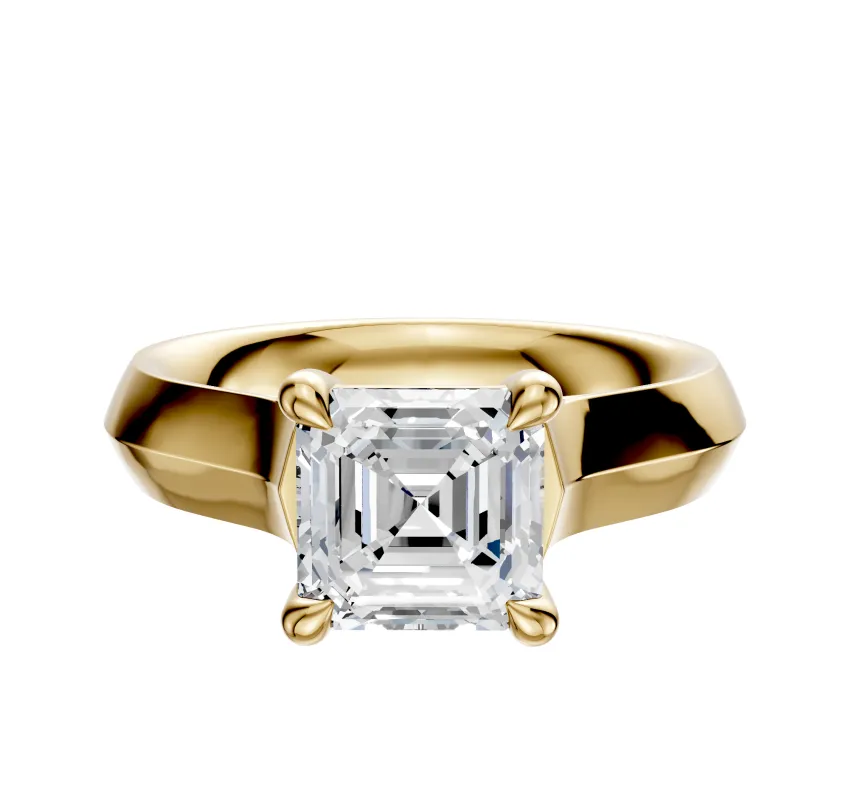 14K Yellow Gold 4 Prong Basket Cathedral Knife Edge 4.0mm Engagement Ring sold by Promise By Effy