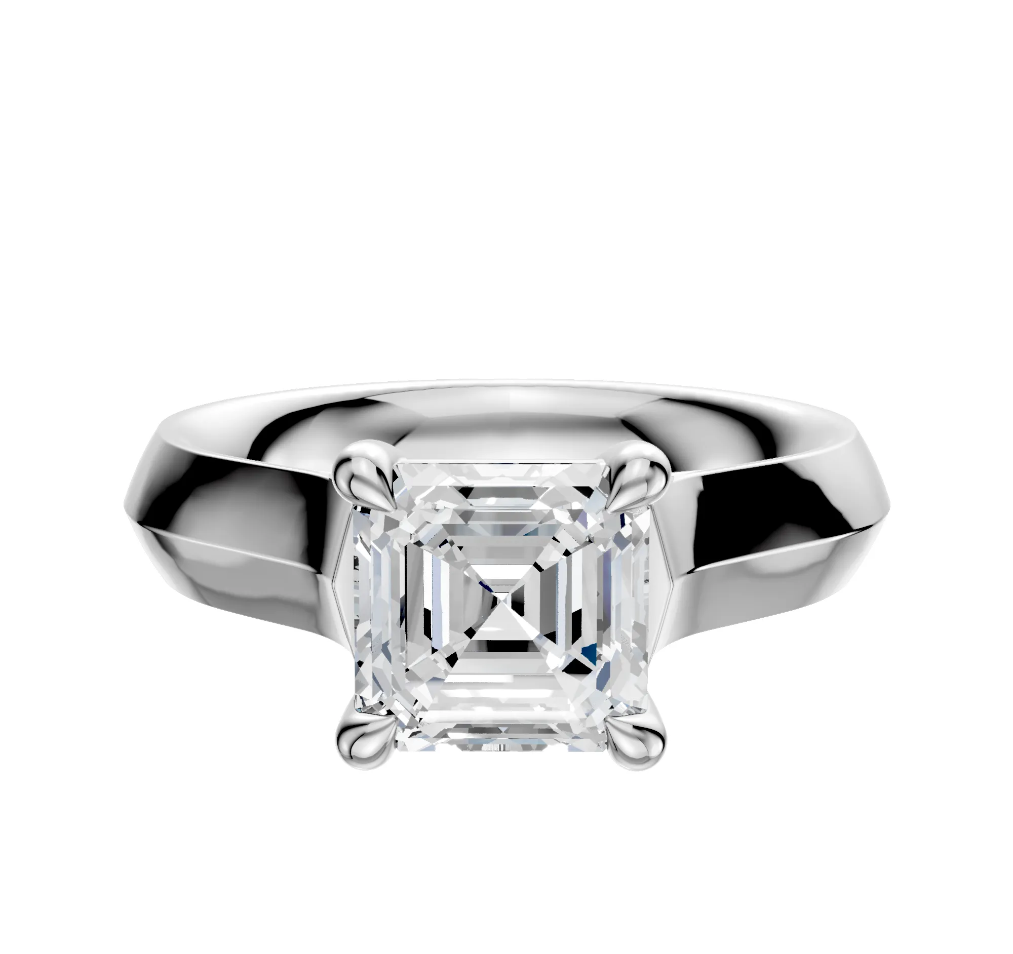 18K White Gold 4 Prong Basket Cathedral Knife Edge 4.0mm Engagement Ring sold by Promise By Effy