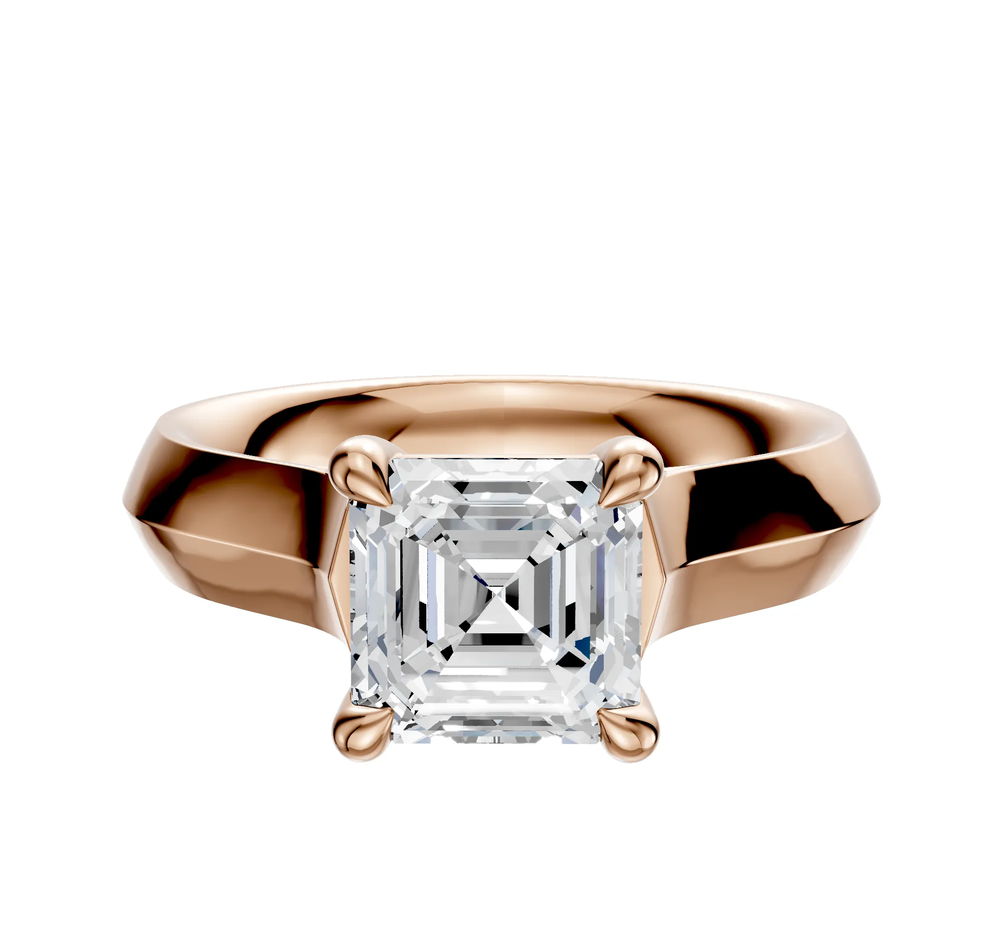 18K Rose Gold 4 Prong Basket Cathedral Knife Edge 4.0mm Engagement Ring sold by Promise By Effy