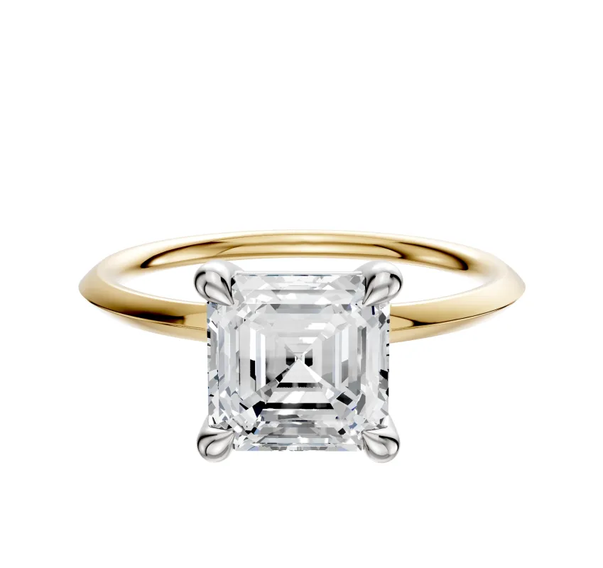 18K Two Tone 4 Prong Basket Classic Knife Edge 1.5mm Engagement Ring sold by Promise By Effy