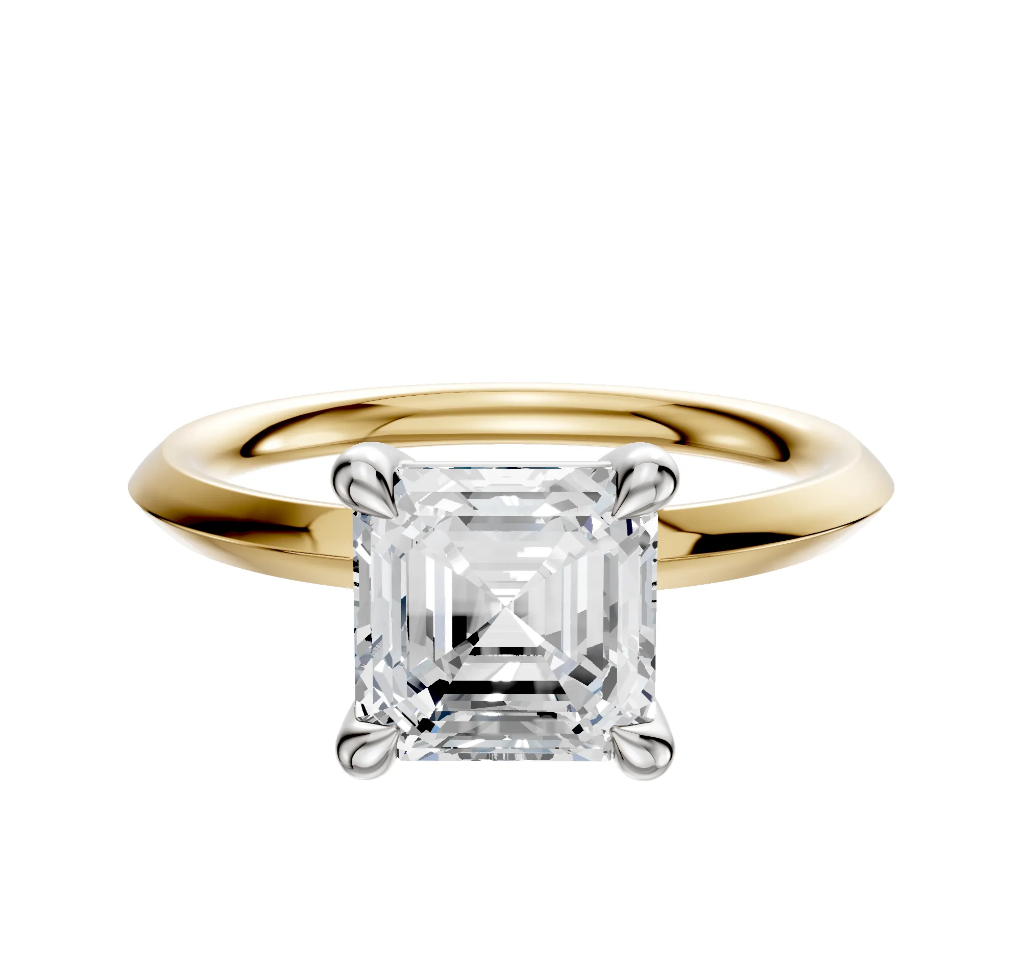 14K Two Tone 4 Prong Basket Classic Knife Edge 2.0mm Engagement Ring sold by Promise By Effy