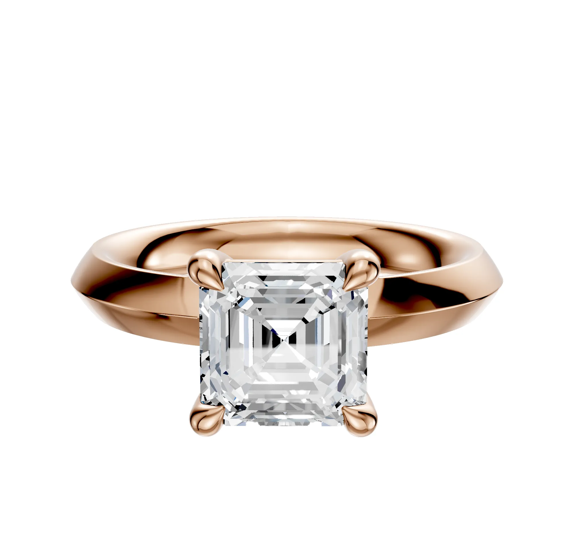 14K Rose Gold 4 Prong Basket Classic Knife Edge 3.0mm Engagement Ring sold by Promise By Effy