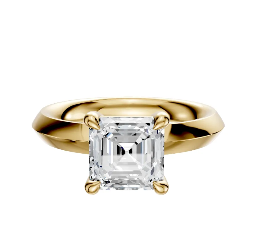 14K Yellow Gold 4 Prong Basket Classic Knife Edge 3.0mm Engagement Ring sold by Promise By Effy