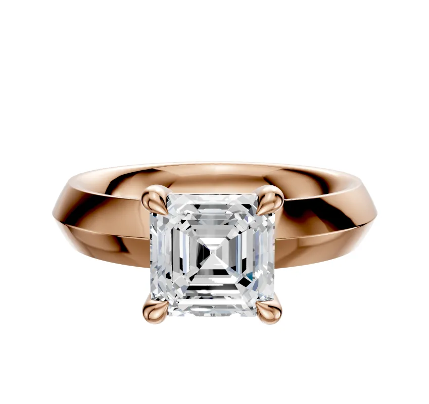 14K Rose Gold 4 Prong Basket Classic Knife Edge 4.0mm Engagement Ring sold by Promise By Effy