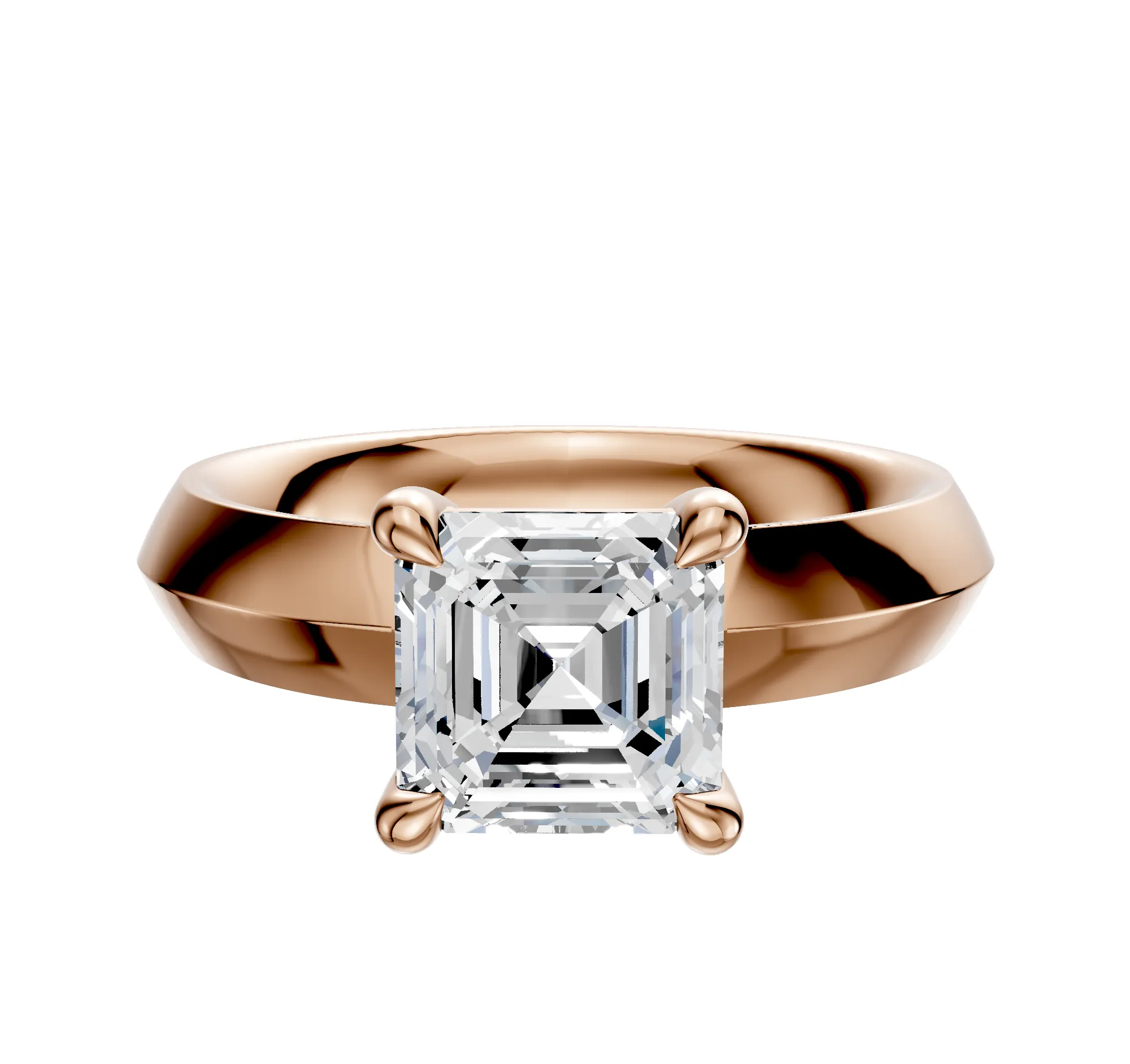 14K Rose Gold 4 Prong Basket Classic Knife Edge 4.0mm Engagement Ring sold by Promise By Effy