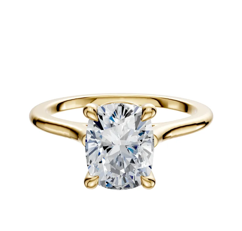 14K Yellow Gold 4 Prong Basket Cathedral Dome 1.5mm Engagement Ring sold by Promise By Effy