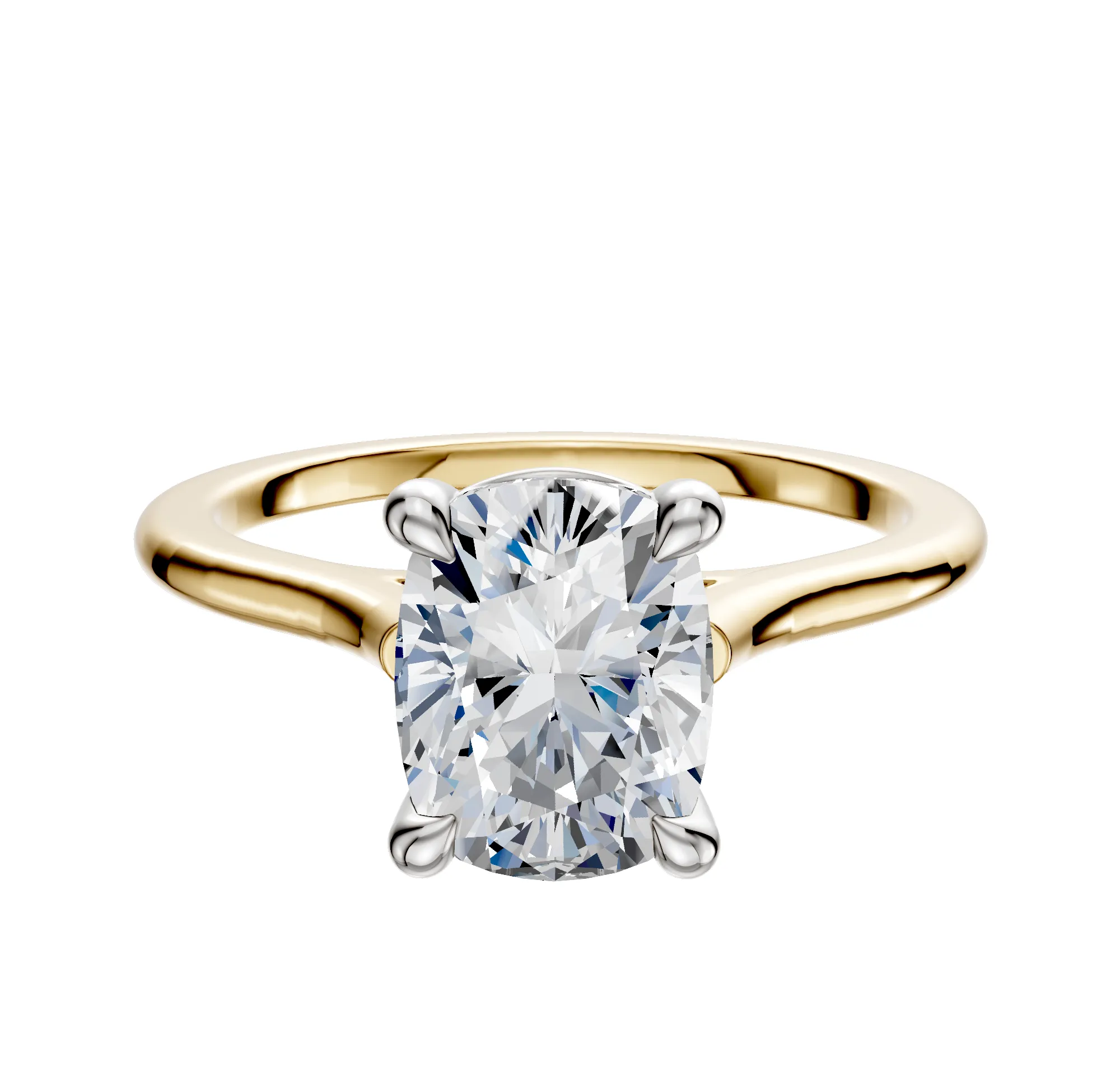 18K Two Tone 4 Prong Basket Cathedral Dome 1.5mm Engagement Ring sold by Promise By Effy