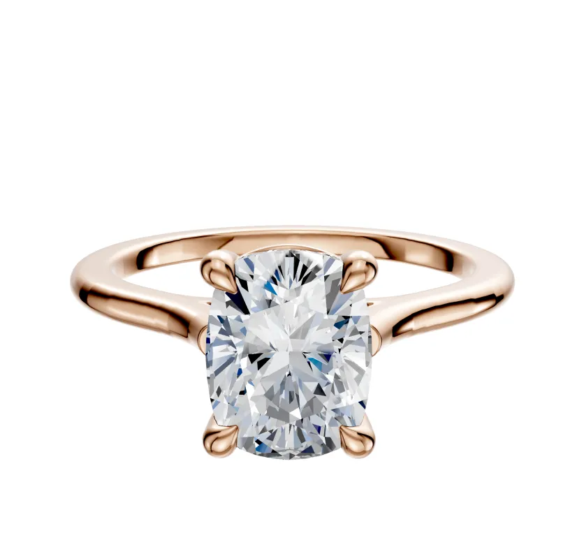 18K Rose Gold 4 Prong Basket Cathedral Dome 1.5mm Engagement Ring sold by Promise By Effy