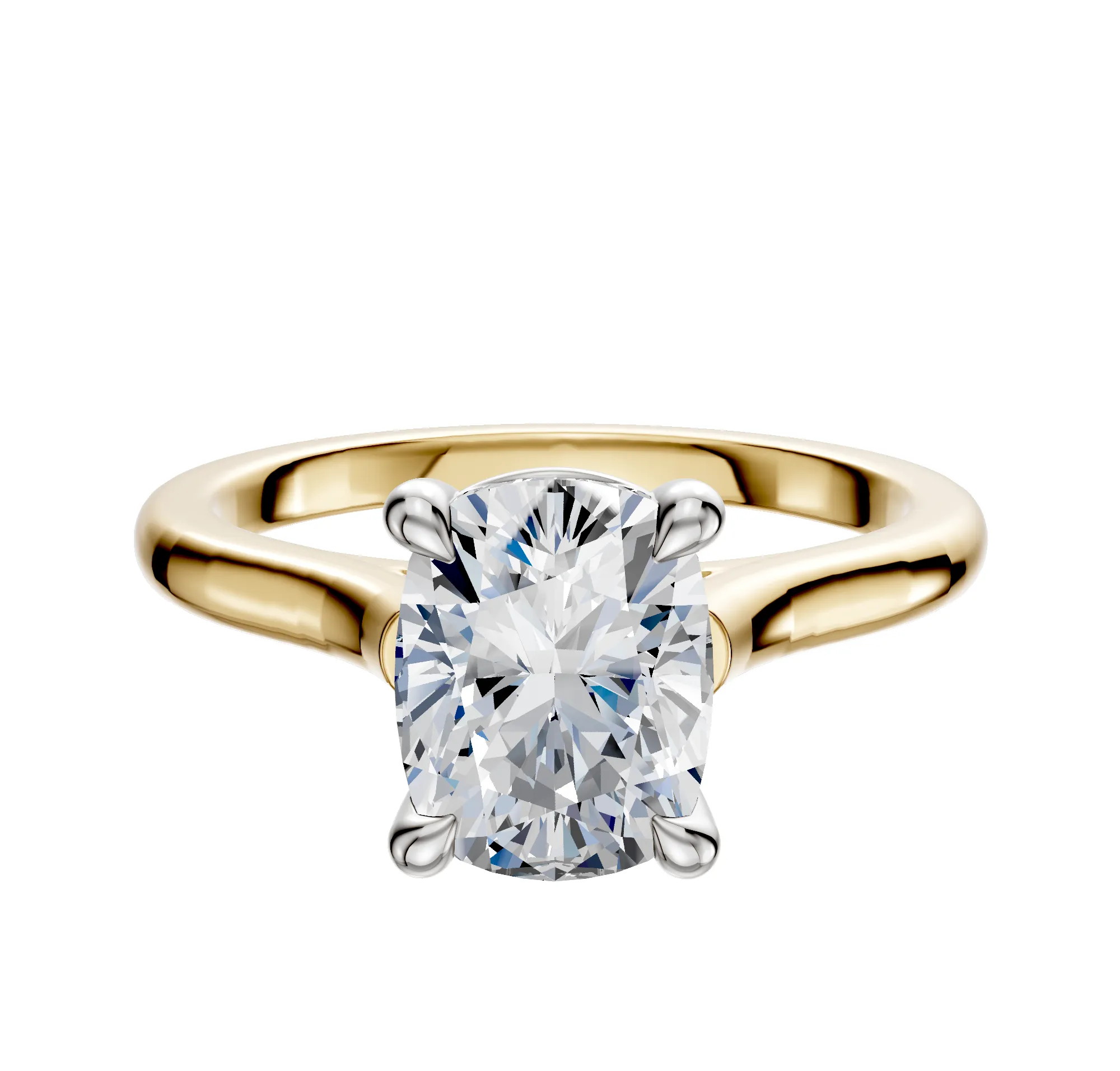 14K Two Tone 4 Prong Basket Cathedral Dome 2.0mm Engagement Ring sold by Promise By Effy