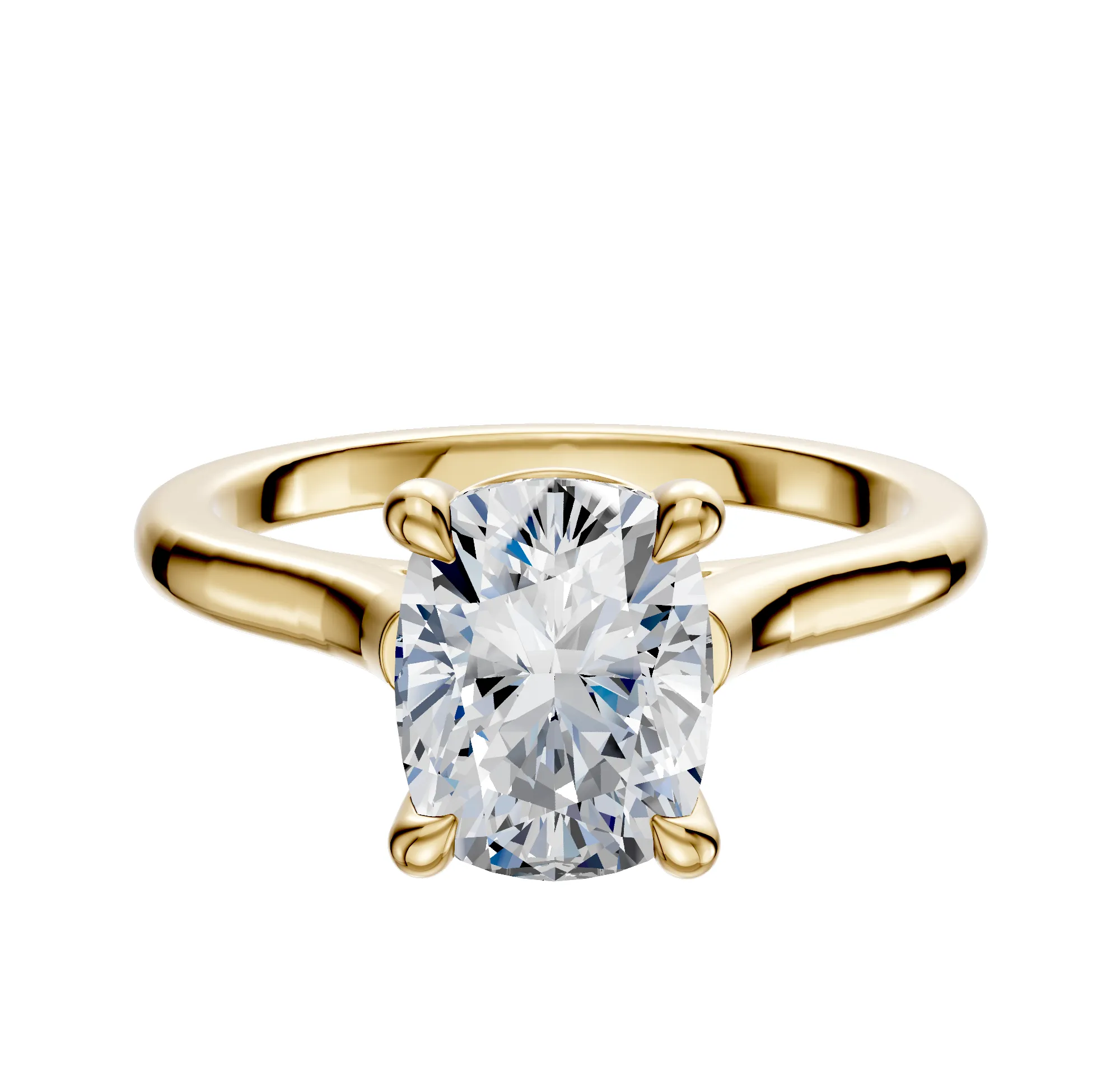 14K Yellow Gold 4 Prong Basket Cathedral Dome 2.0mm Engagement Ring sold by Promise By Effy