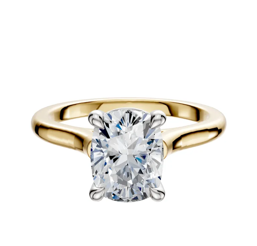 18K Two Tone 4 Prong Basket Cathedral Dome 2.0mm Engagement Ring sold by Promise By Effy