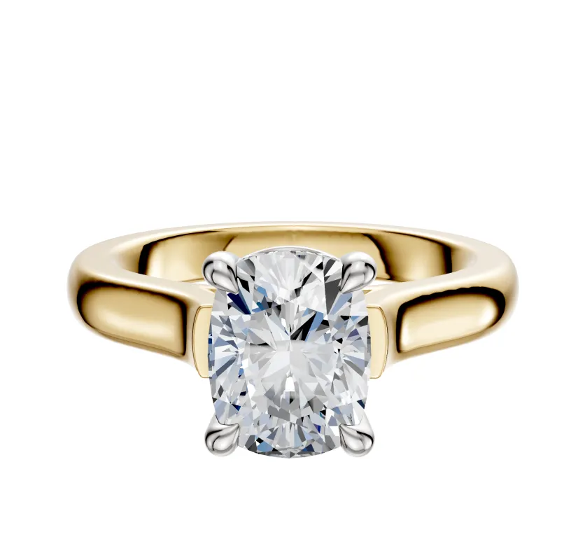18K Two Tone 4 Prong Basket Cathedral Dome 3.0mm Engagement Ring sold by Promise By Effy