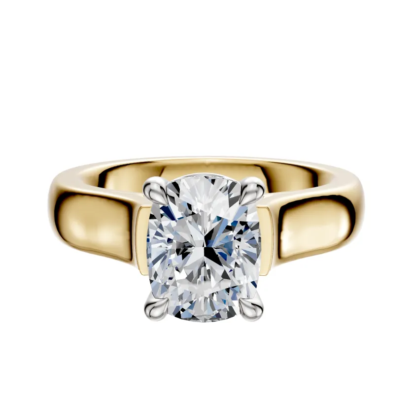 14K Two Tone 4 Prong Basket Cathedral Dome 4.0mm Engagement Ring sold by Promise By Effy