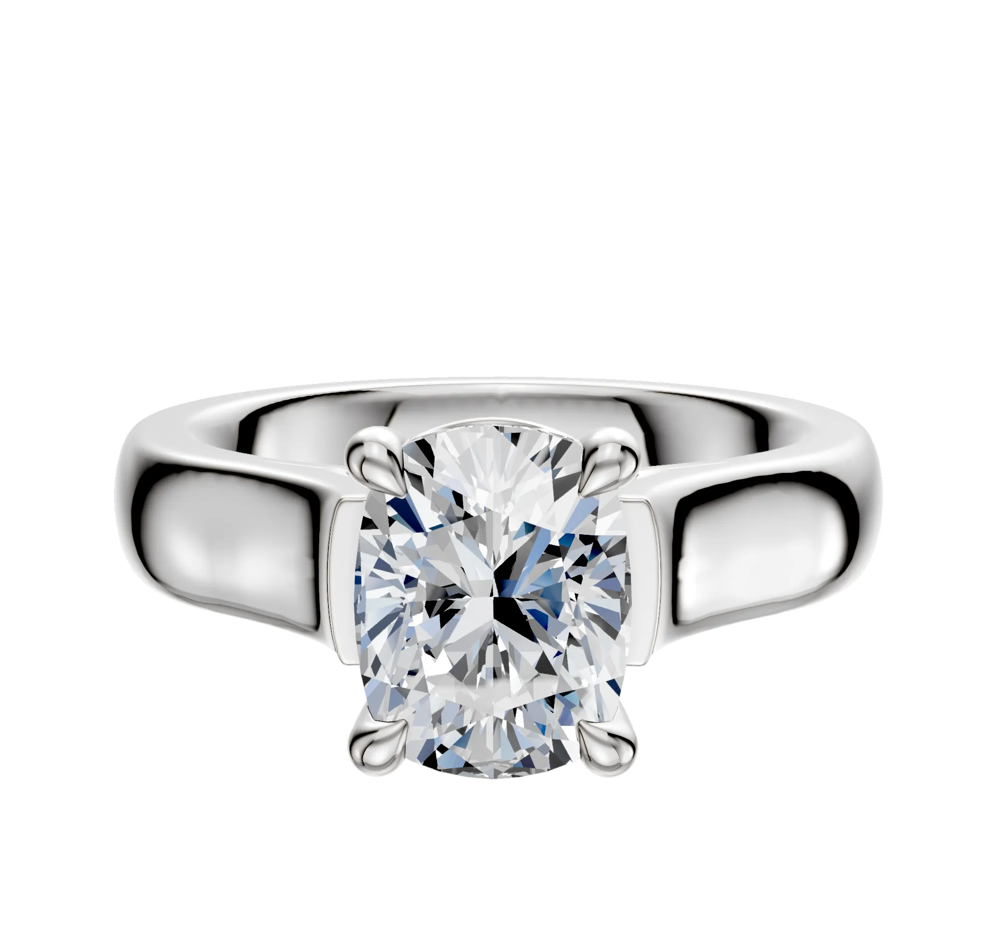 Platinum 4 Prong Basket Cathedral Dome 4.0mm Engagement Ring sold by Promise By Effy