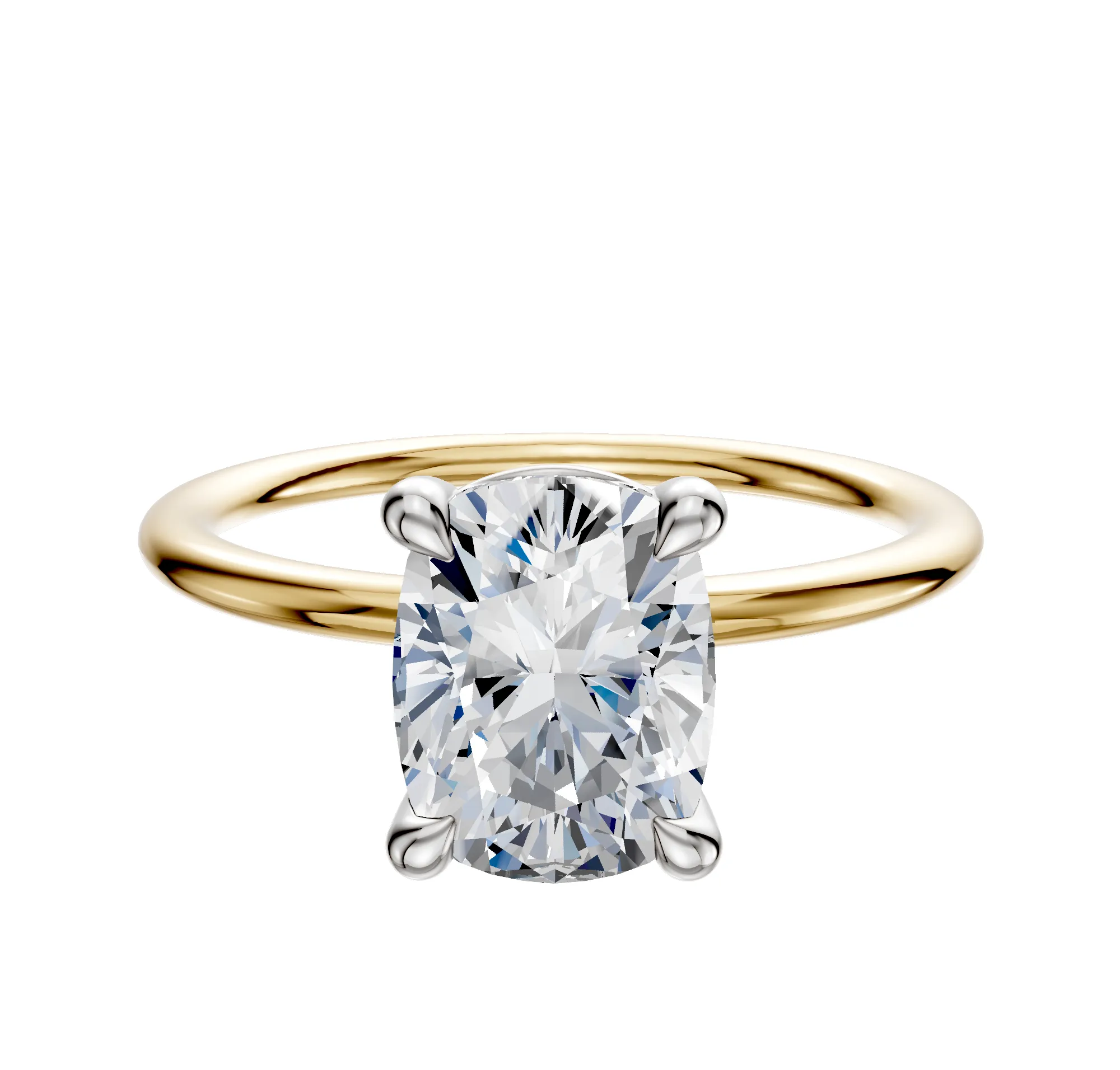 18K Two Tone 4 Prong Basket Classic Dome 1.5mm Engagement Ring sold by Promise By Effy