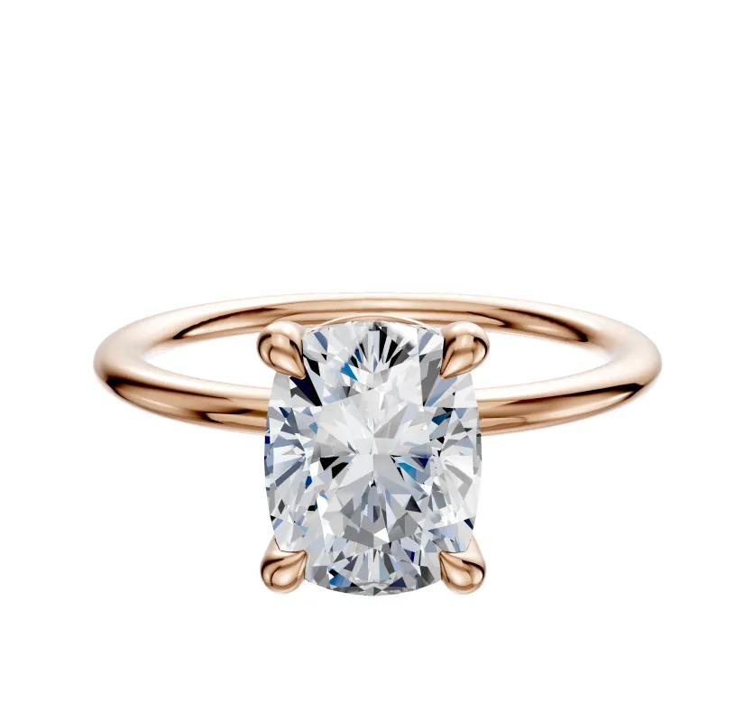 18K Rose Gold 4 Prong Basket Classic Dome 1.5mm Engagement Ring made by Promise By Effy