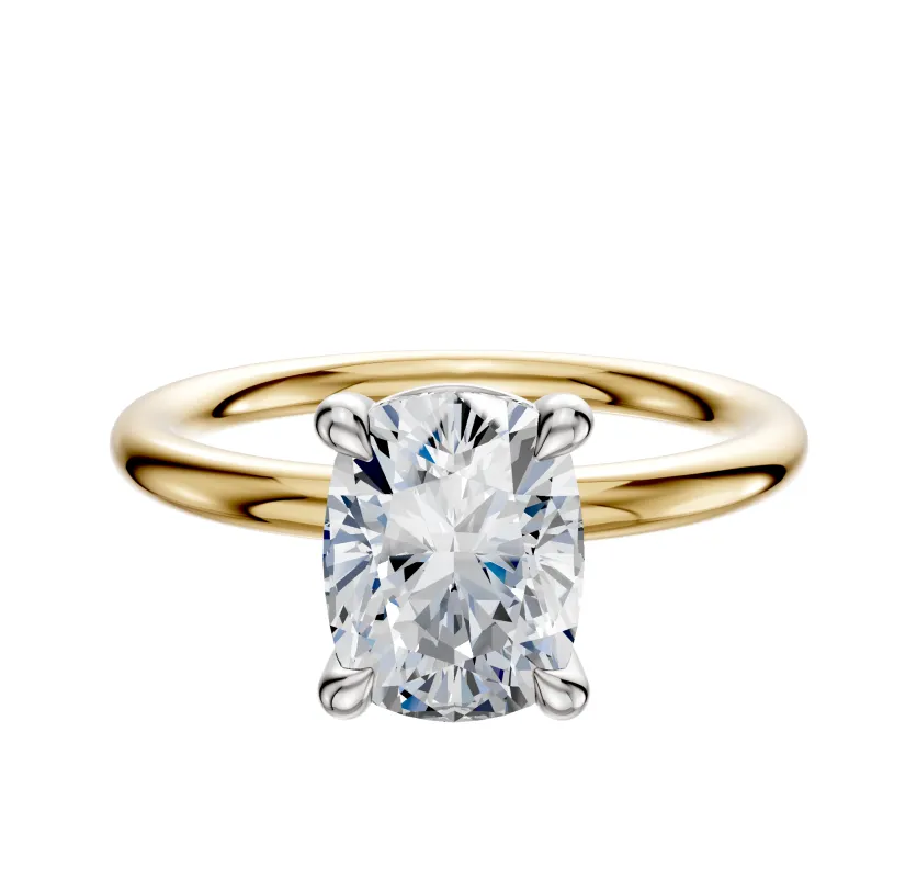 18K Two Tone 4 Prong Basket Classic Dome 2.0mm Engagement Ring sold by Promise By Effy
