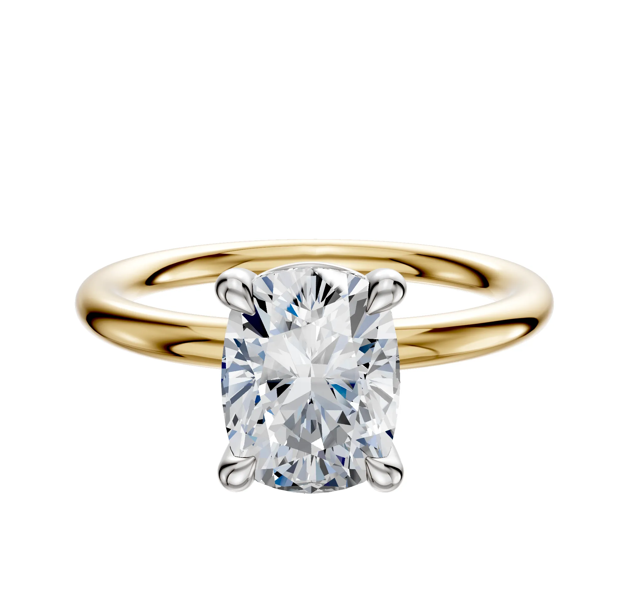 18K Two Tone 4 Prong Basket Classic Dome 2.0mm Engagement Ring sold by Promise By Effy