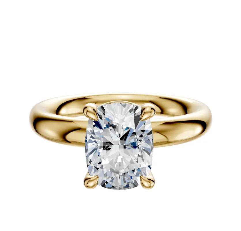 14K Yellow Gold 4 Prong Basket Classic Dome 3.0mm Engagement Ring sold by Promise By Effy
