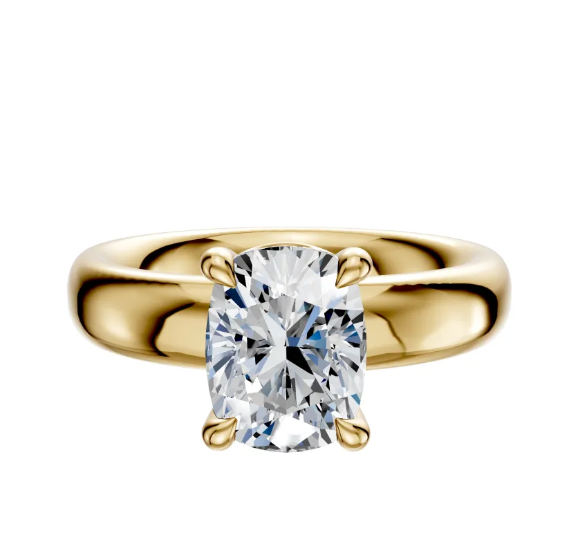 14K Yellow Gold 4 Prong Basket Classic Dome 4.0mm Engagement Ring sold by Promise By Effy