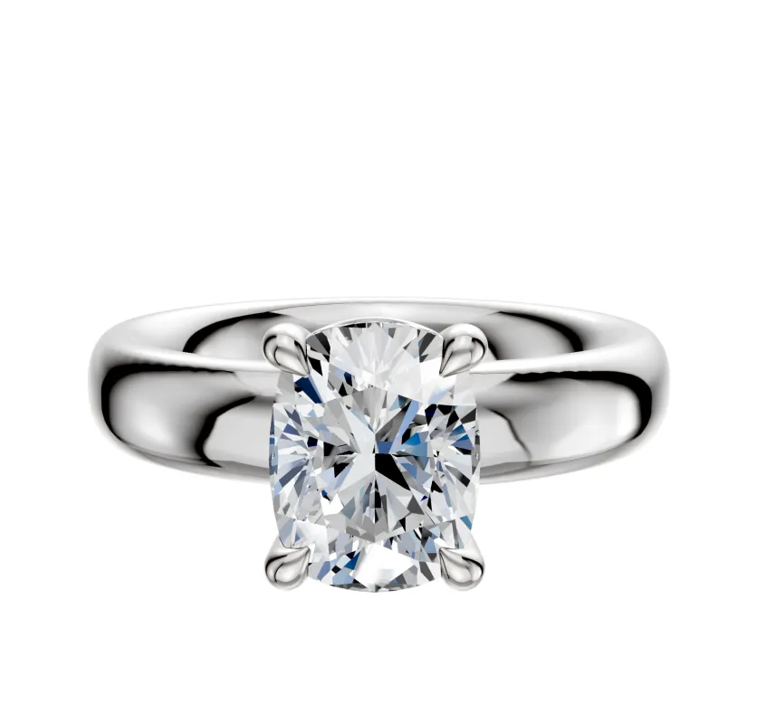 18K White Gold 4 Prong Basket Classic Dome 4.0mm Engagement Ring sold by Promise By Effy