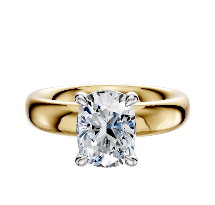 14K Two Tone 4 Prong Basket Classic Dome 4.0mm Engagement Ring sold by Promise By Effy