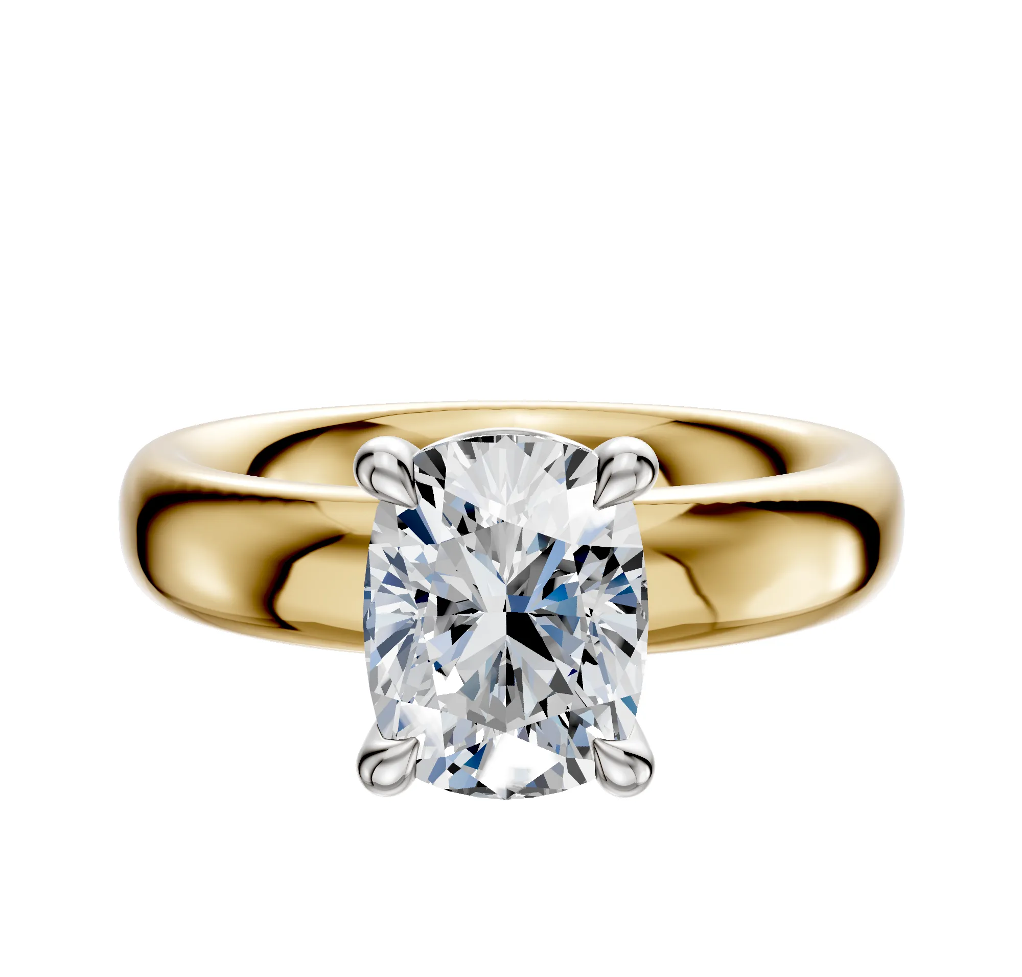 14K Two Tone 4 Prong Basket Classic Dome 4.0mm Engagement Ring sold by Promise By Effy