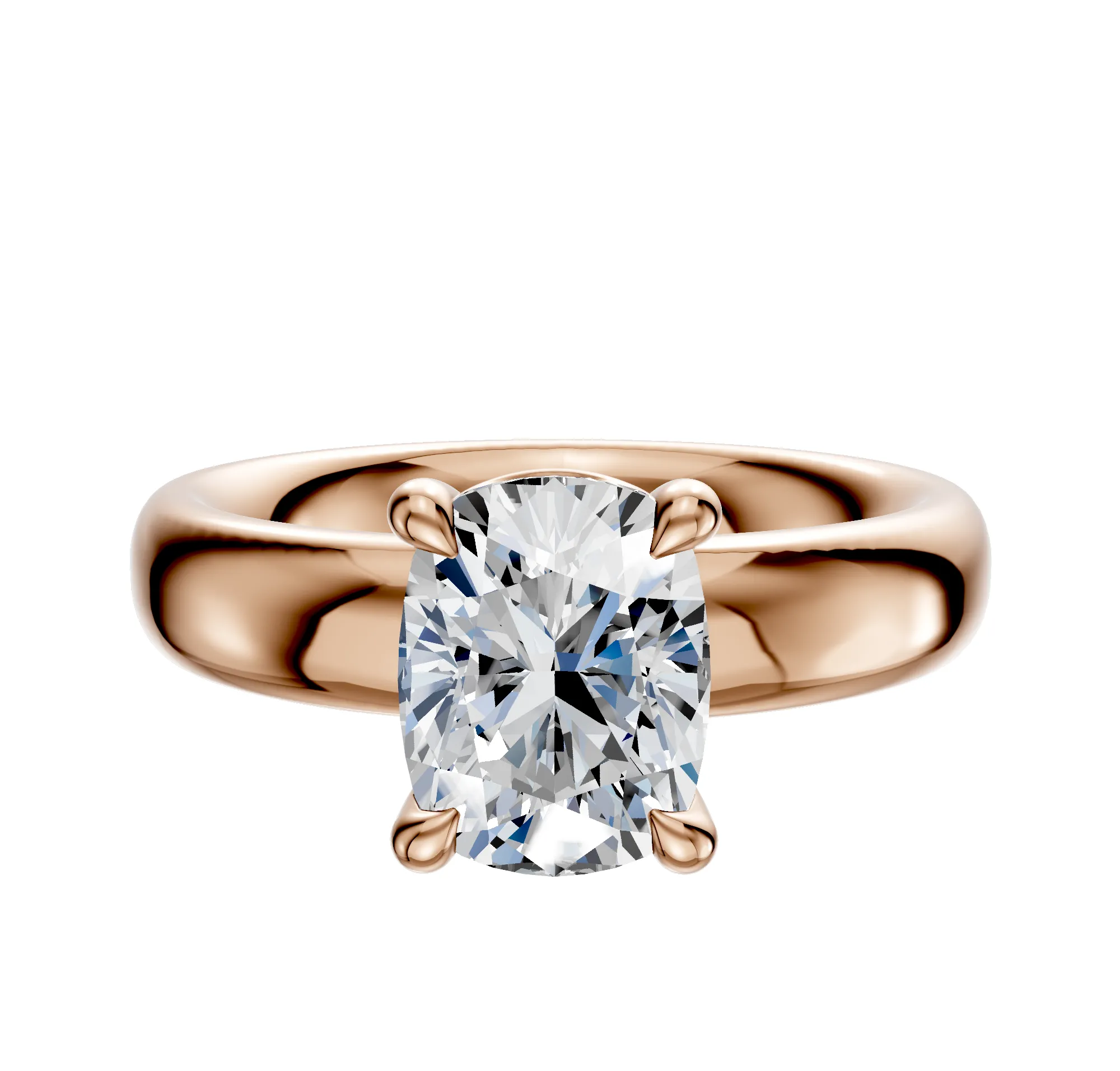 14K Rose Gold 4 Prong Basket Classic Dome 4.0mm Engagement Ring sold by Promise By Effy