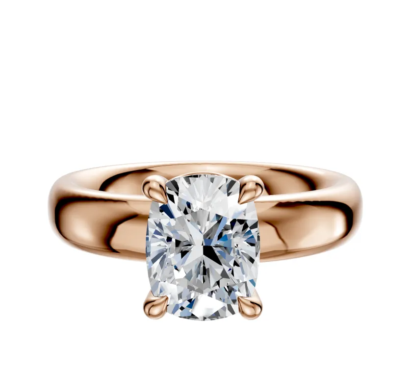 18K Rose Gold 4 Prong Basket Classic Dome 4.0mm Engagement Ring sold by Promise By Effy