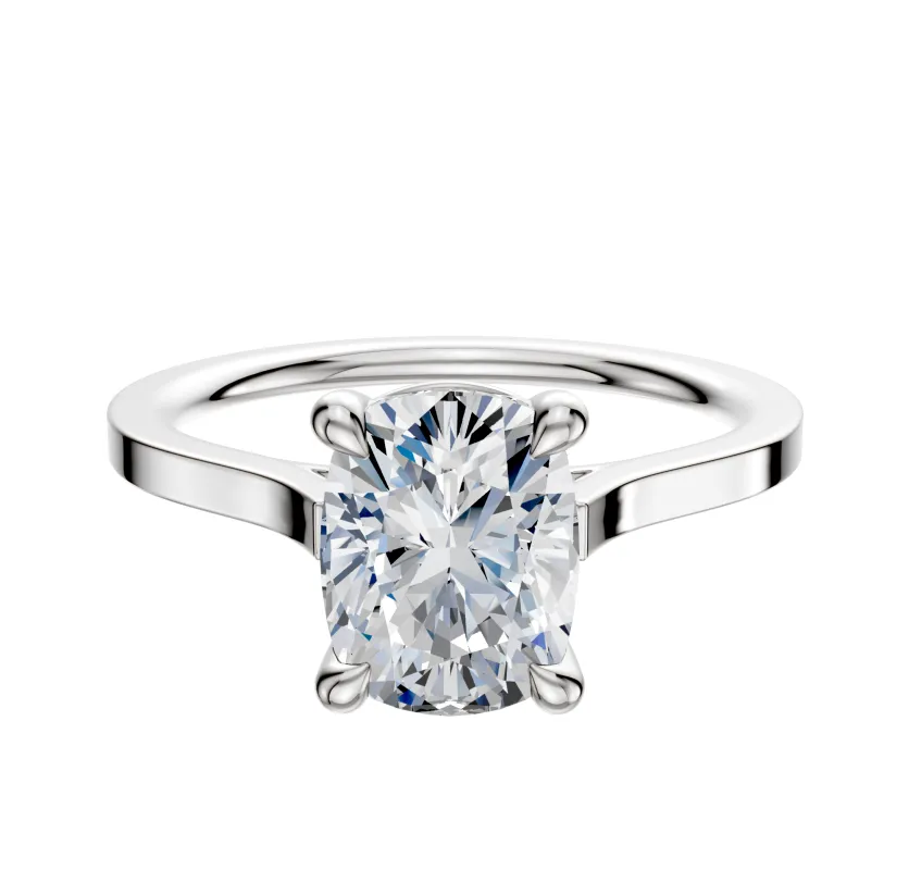 18K White Gold 4 Prong Basket Cathedral Flat 1.5mm Engagement Ring sold by Promise By Effy