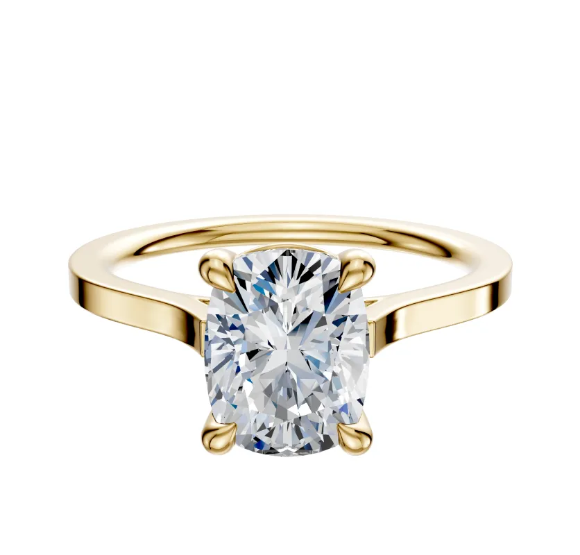 18K Yellow Gold 4 Prong Basket Cathedral Flat 1.5mm Engagement Ring sold by Promise By Effy