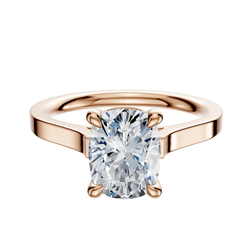 14K Rose Gold 4 Prong Basket Cathedral Flat 2.0mm Engagement Ring sold by Promise By Effy