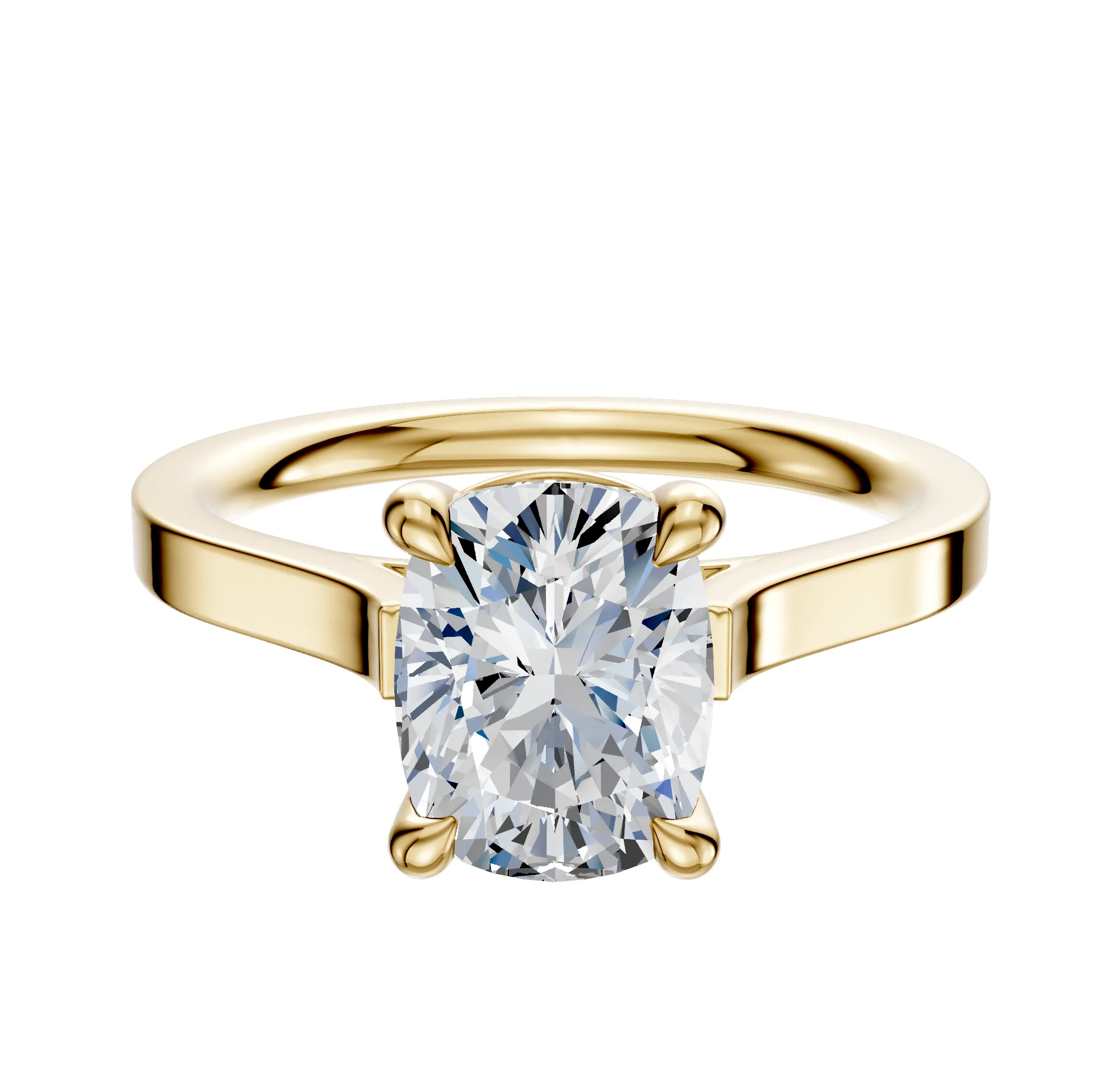 18K Yellow Gold 4 Prong Basket Cathedral Flat 2.0mm Engagement Ring sold by Promise By Effy