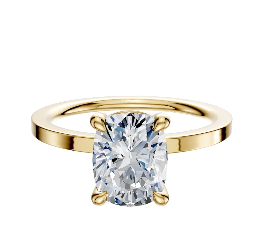 14K Yellow Gold 4 Prong Basket Classic Flat 1.5mm Engagement Ring sold by Promise By Effy