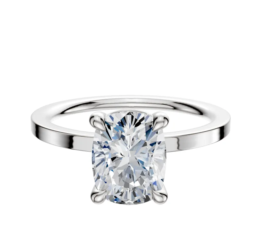 14K White Gold 4 Prong Basket Classic Flat 1.5mm Engagement Ring sold by Promise By Effy