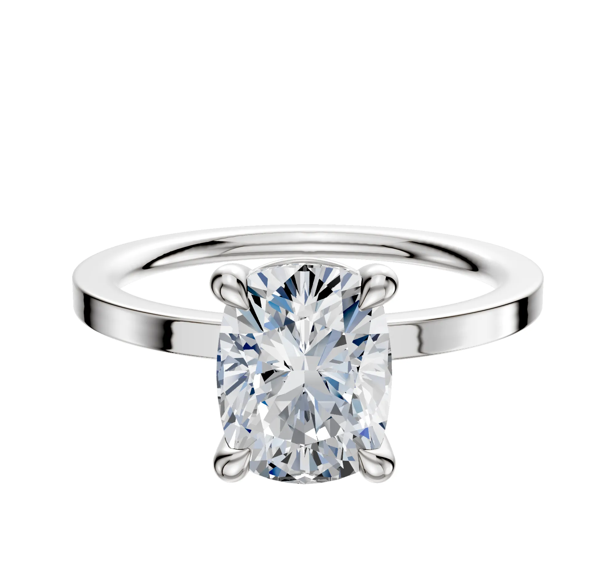 18K White Gold 4 Prong Basket Classic Flat 1.5mm Engagement Ring sold by Promise By Effy