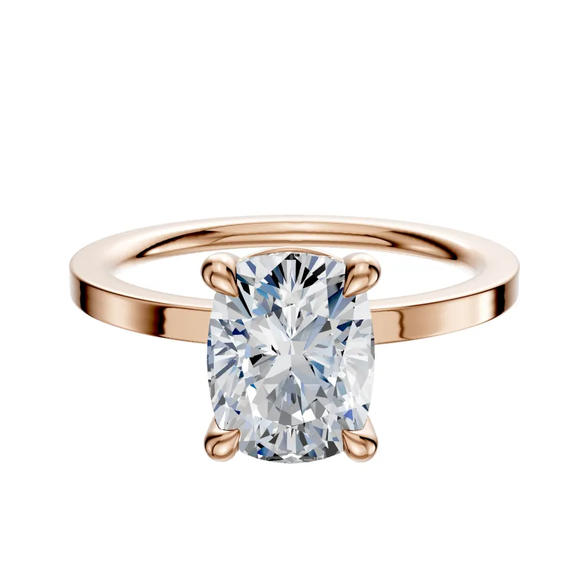 18K Rose Gold 4 Prong Basket Classic Flat 1.5mm Engagement Ring sold by Promise By Effy