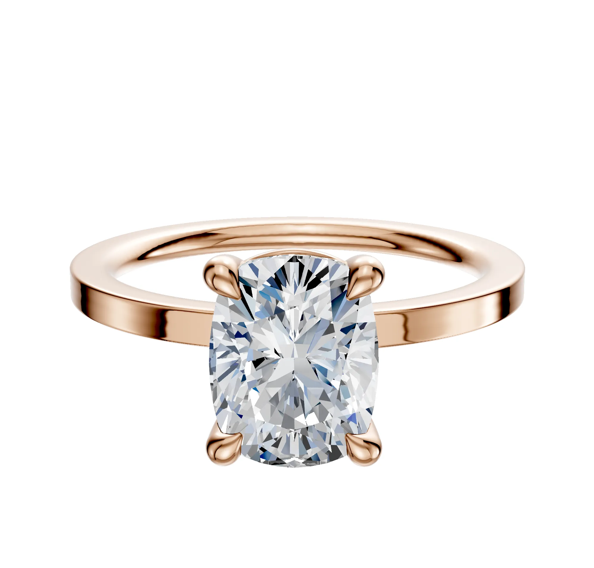 18K Rose Gold 4 Prong Basket Classic Flat 1.5mm Engagement Ring sold by Promise By Effy